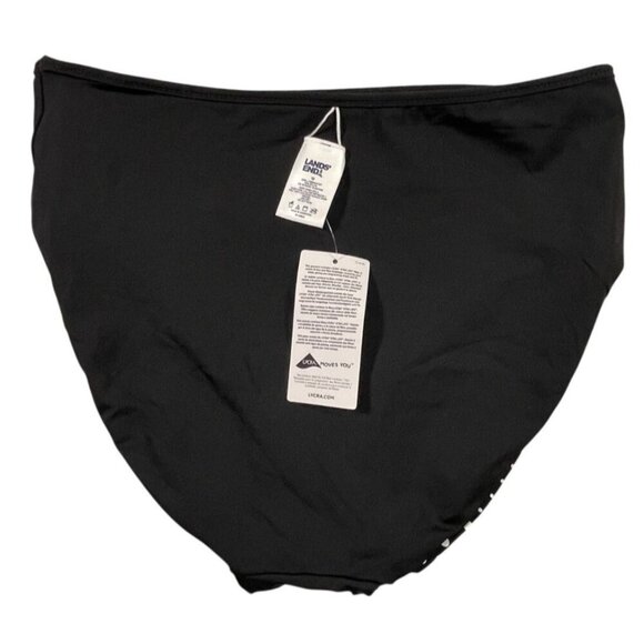 Lands’ End Reversible High-Waisted Bikini Bottom Black Polka Dot Size 12 NWT - Picture 5 of 9